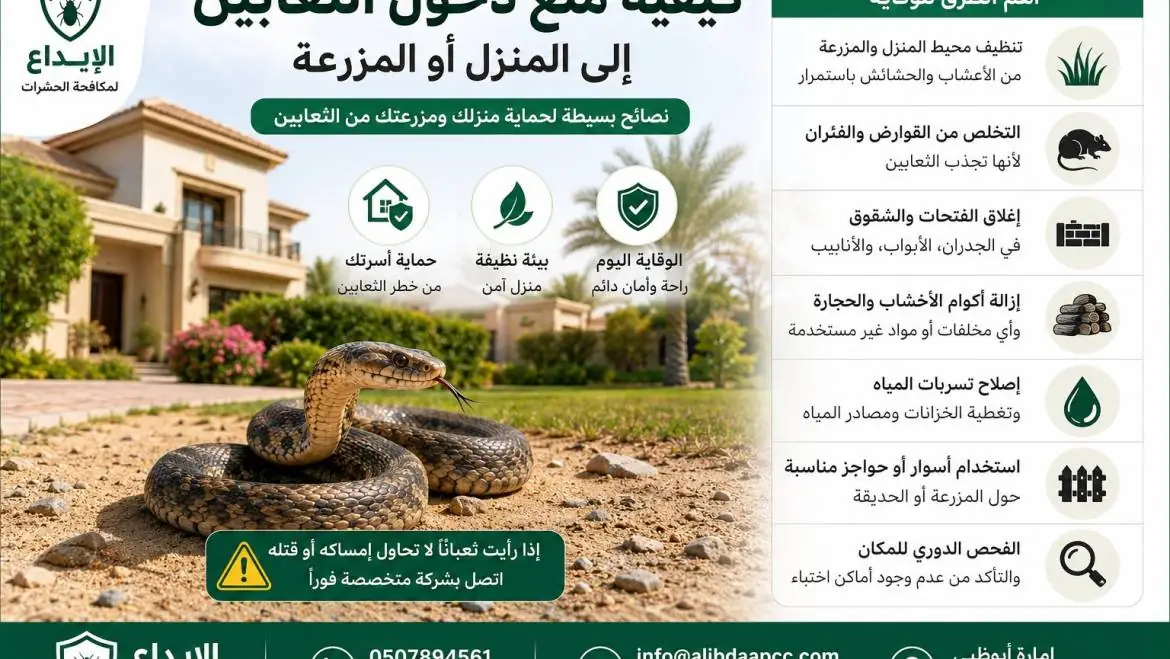 كيفية منع دخول الثعابين إلى المنزل أو المزرعة في ابوظبي